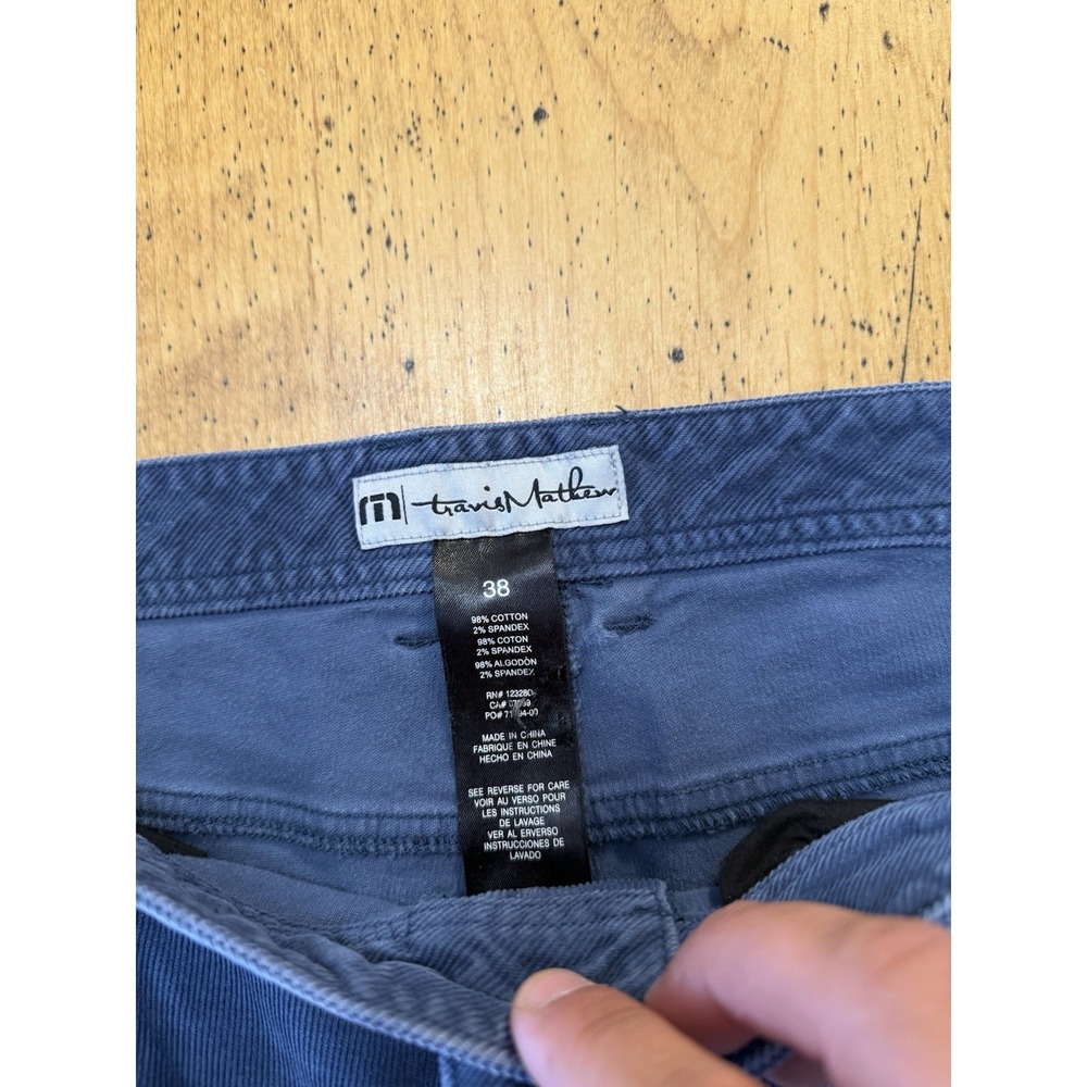 Travis Mathew 38x28 Blue Corduroy Straight Leg Cords Pants Golf Stretch - Picture 3 of 10